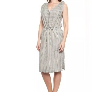 Prana Gray and White Striped Organic Cotton Dress NWT